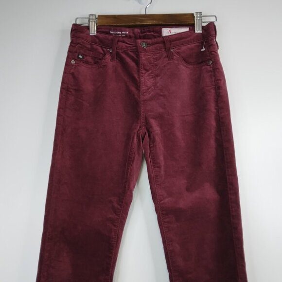 Adriano Goldschmied Anthropologie The Stevie Ankle Velvet Burgundy Wine Size 25 - Picture 3 of 10